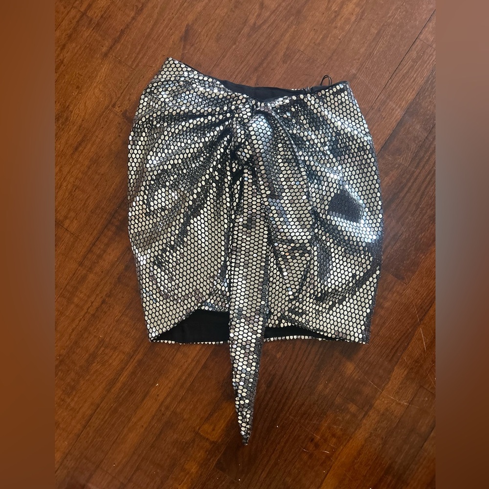 ZARA Silver Sequined Mini Skirt